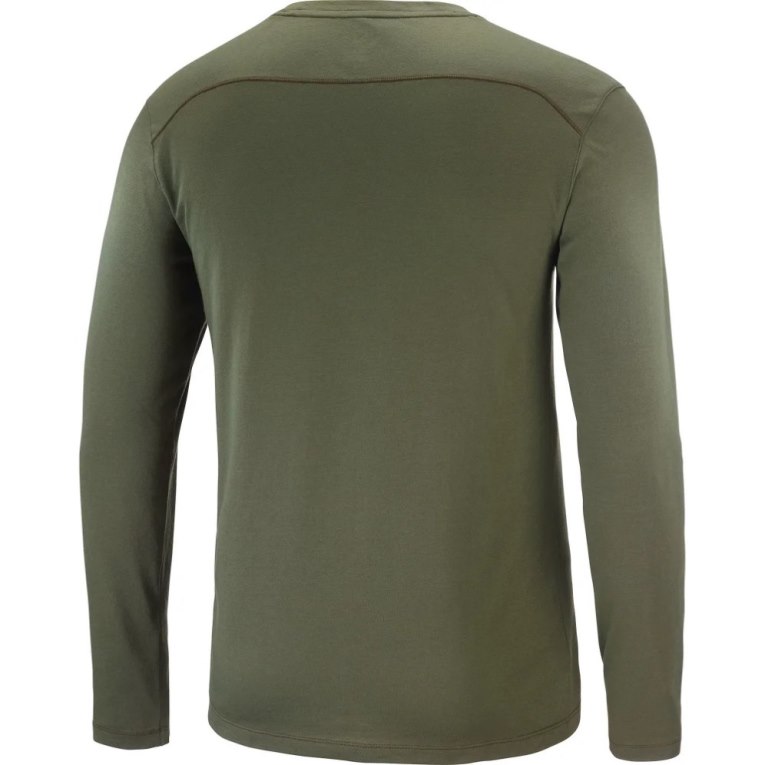 Camiseta Salomon Essential Long Sleeve Masculino Verde Oliva | PT D17649